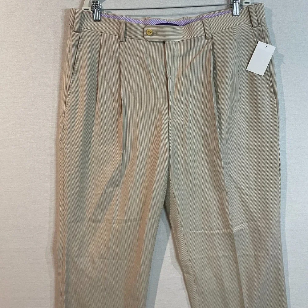 Aristo Eighteen Mens Brown/White Stirling Pinstripe Alberdeen Dress Pant 38/35